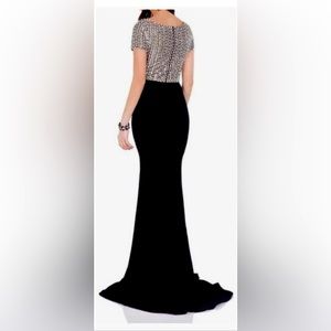 Terani Couture beaded top and black bottom dress size 6